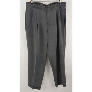 Vintage Tommy Bahama Pleated Cuffed Silk Trousers Men's 34 x 30 Gray Herringbone